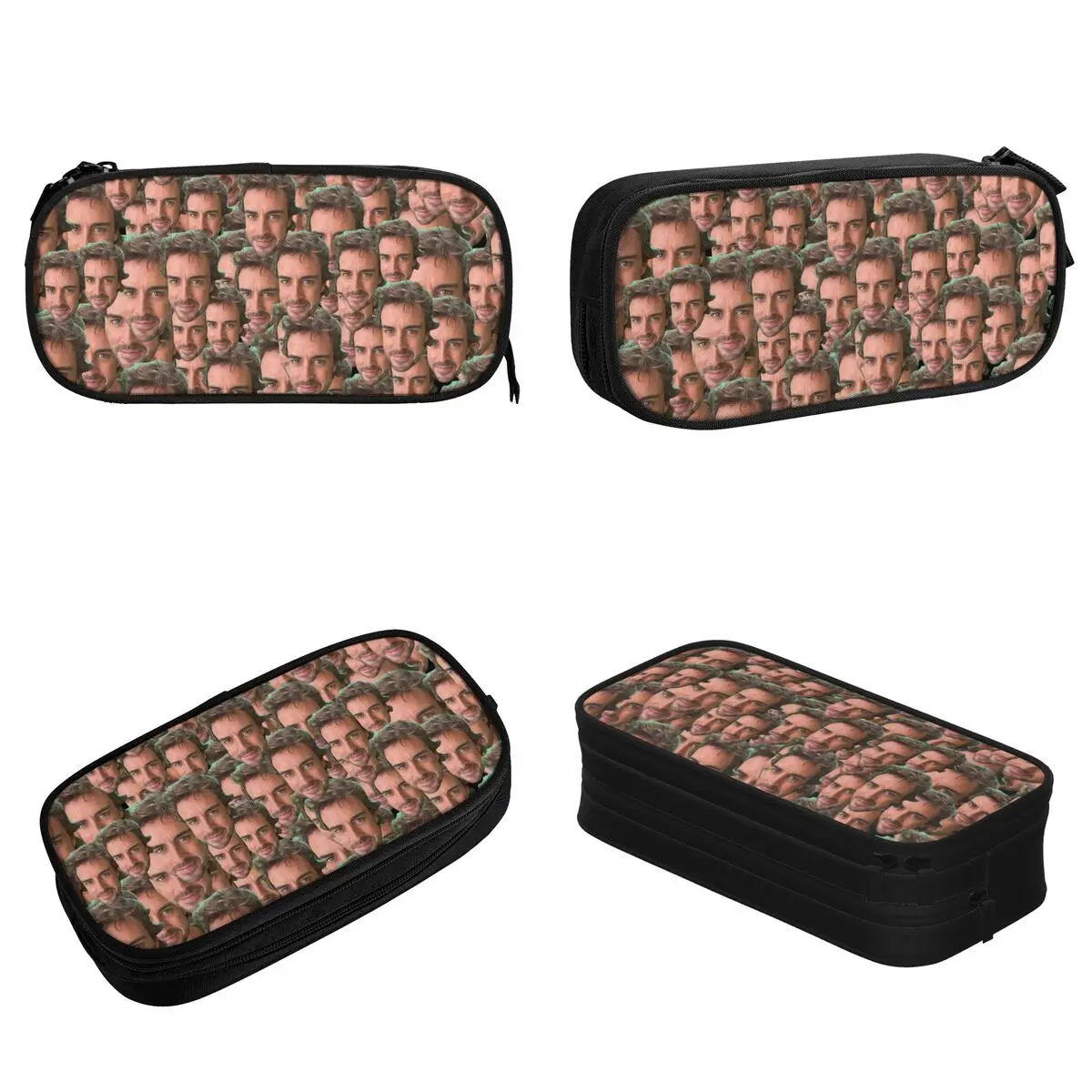 Fernando Alonso Funny Face Pencil Cases Pen Box For Girls Boys Large Storage Bags Students School Gift Stationery