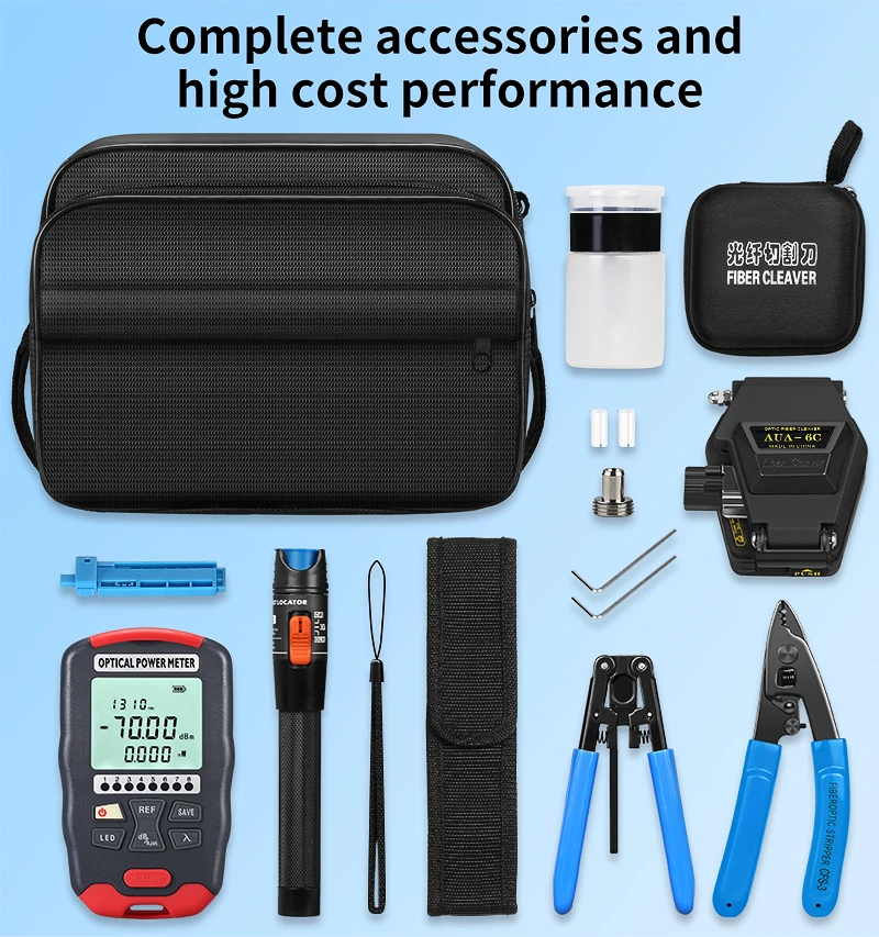 AUA-D7/D5 Optical Power Meter and AUA-6C Fiber Cleaver 15mw Visual Fault Locator