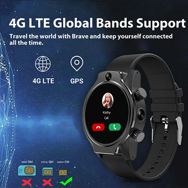 IP68 방수 스마트 워치 남성 여성 지원 SIM 카드 및 4G 네트워크 와이파이 Smartwatch GPS + GLONASS ...