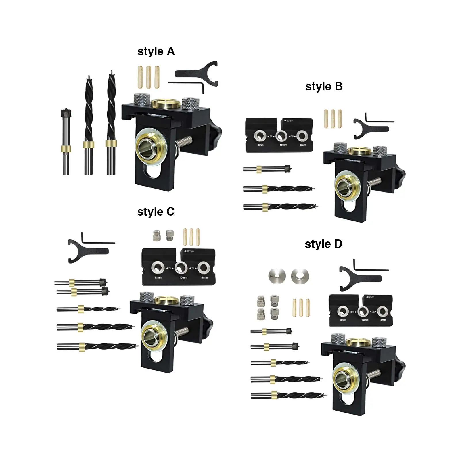 

Self Centering Dowel Jigs Set, 3 in 1 Drilling Guide Bushings Set Puncher Joints Tool Drilling Guide Set, for Board Splicing