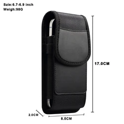 Universal Nylon Vertical Holder: Mobile Waist Bag Belt Clip Holster Case (6.7 - 6.9 inch)