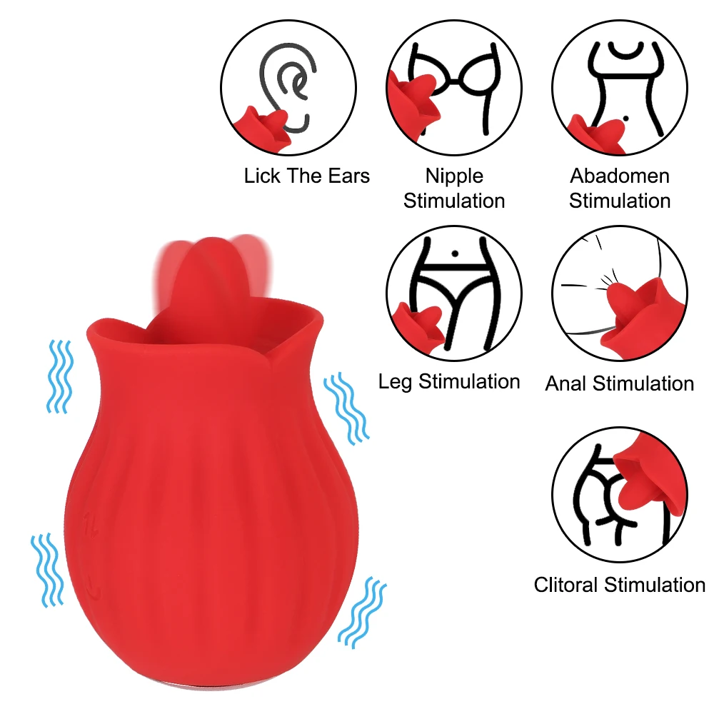 Vibratore Sexy Rose da 82 mm con lingua leccabile per donne, succhia capezzolo, lecca clitoride, plug anale, pompino_voghion.com