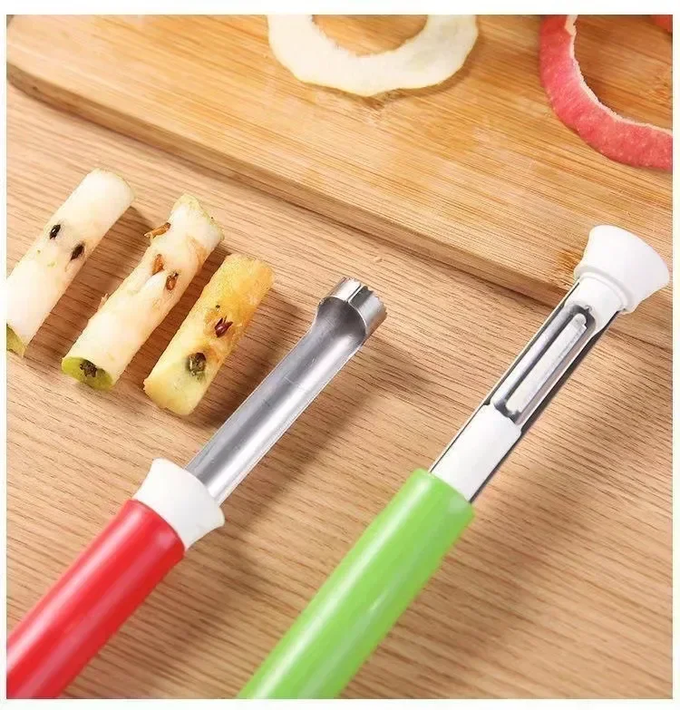 2025 New 2 in 1 Apple Peeler Telescopic Stainless Steel Apple Core Remover Fruit Corer Apple Seed Remover Kitchen Gadgets Tool
