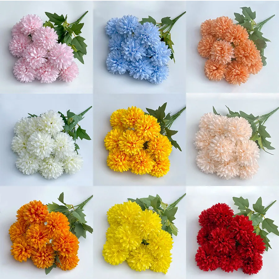 Künstlicher Blumenstrauß, Chrysantheme, Hochzeit, Zuhause, Weihnachten, Brautstrauß, Basteln, Scrapbooking, Kranz, Requisiten, Tischparty-Dekoration