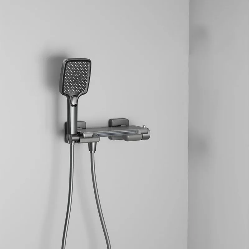 Grey/White Brass Bathroom Bathtub Faucet Waterfall Handheld Shower Set Wall-mounted Hot And Cold Mixed Water Bath Faucet 3