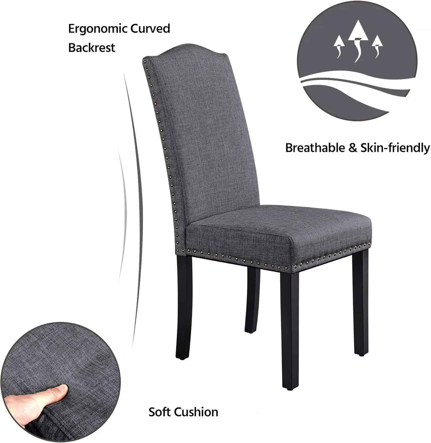 Dining Chairs with Rubber Wood Legs and Non-woven fabric Armless Chairs for Kitchen Living Room Hotel Wedding Lounge
