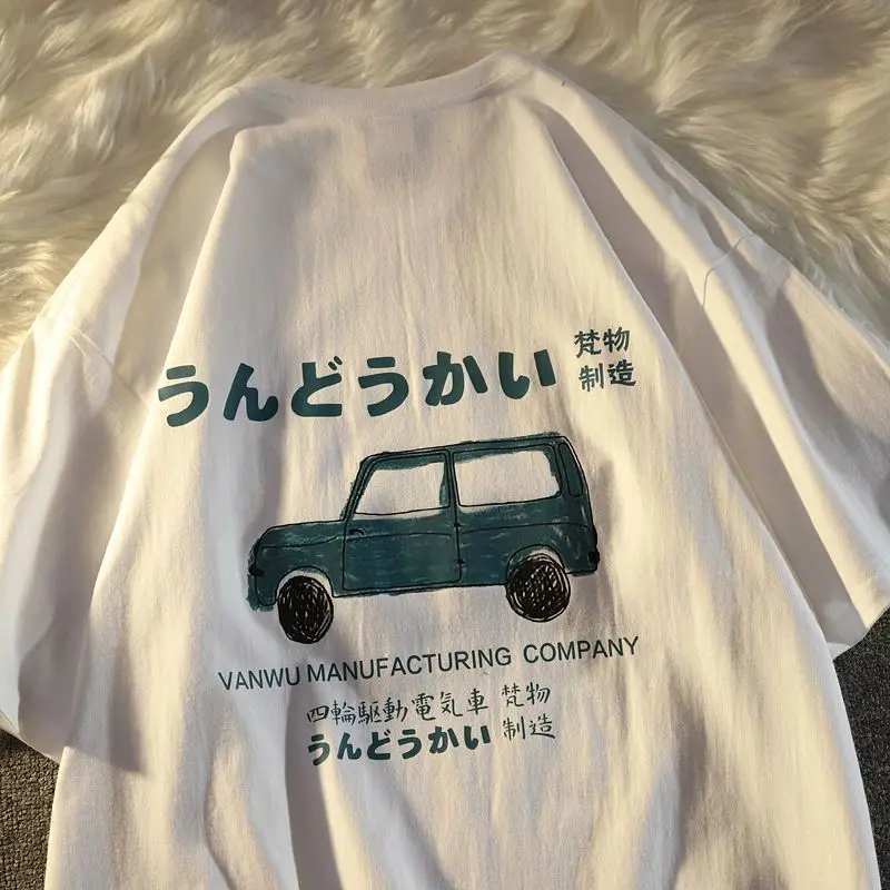 

Pure cotton Japanese trendy brand retro printed short-sleeved T-shirt for men loose, trendy, versatile and handsome ins y2k tops