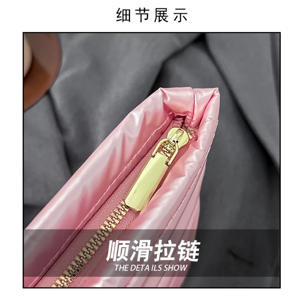 حقيبة يد نسائية من قطعتين، حقيبة كتف مبطنة خفيفة الوزن محشوة بالقطن، حقيبة كروس بودي مبطنة بالريش.