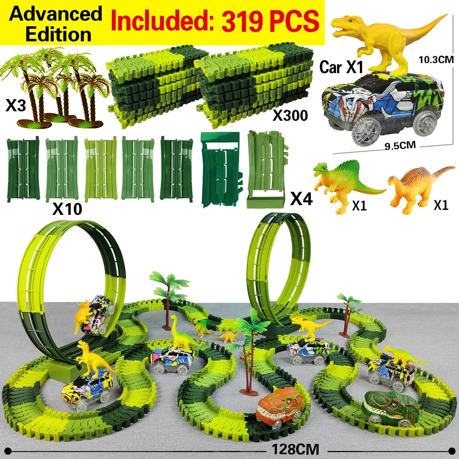 Magic Climbing Electric Dinosaur Car Track Railway Toy Car Set Bend Flexible Race Track Flash Light Car High Quality Toy For Kid 3