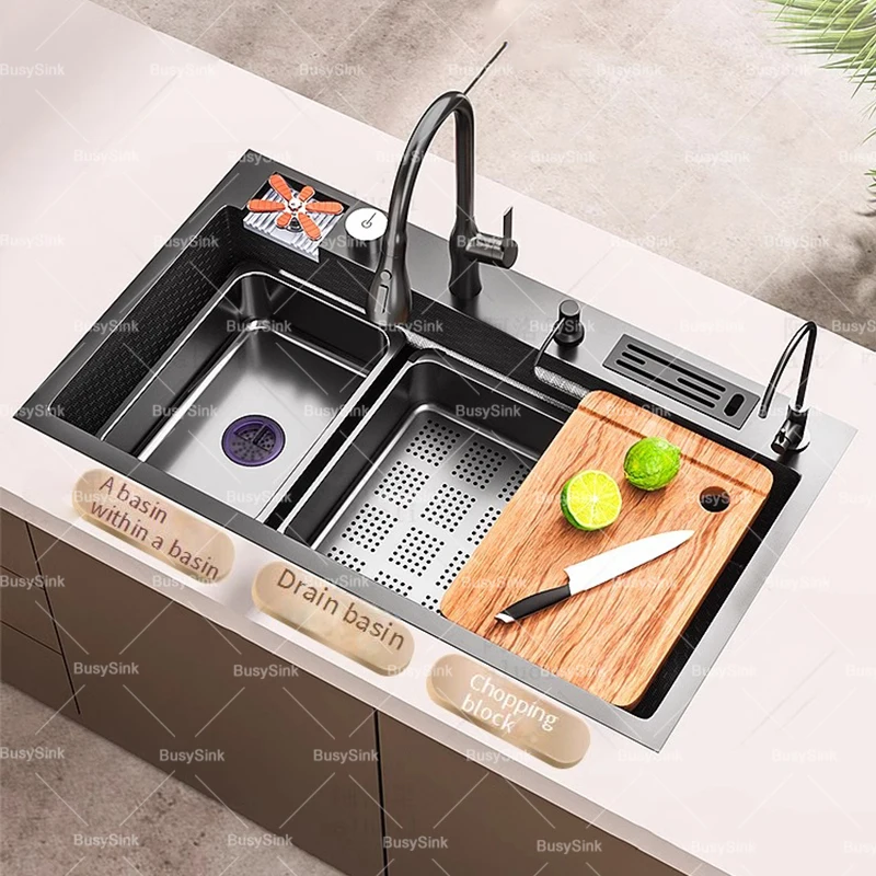 Stainless Steel Kitchen Sink Embossed Large Single Slot Cup Washer  Undermount Sink Left Side Drainage For Kitchen 2