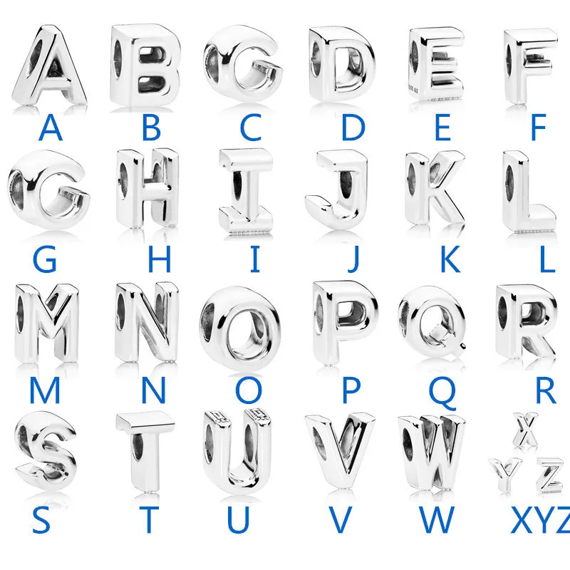 Neue 925 Silber 26 Buchstaben AZ Charme Feine Charme Fit Original