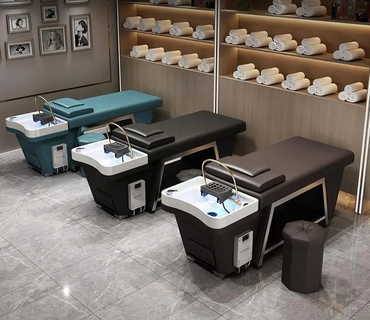 Water circulation hair therapy shampoo bed barber shop Thai massage salon full lying hairdressing shop Stainless steel