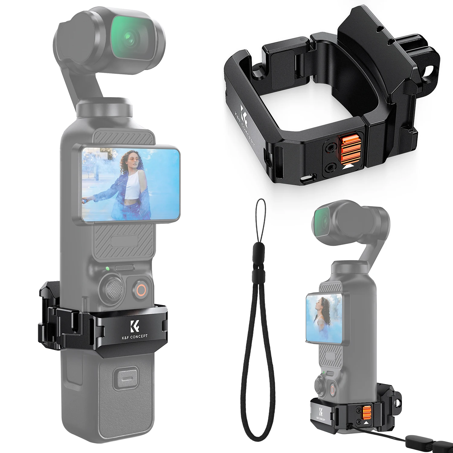 K&F CONCEPT DJI 오즈모 포켓 3용 확장 어댑터 프레임 액세서리 알루미늄 합금 액션 카메라 보호 케이지