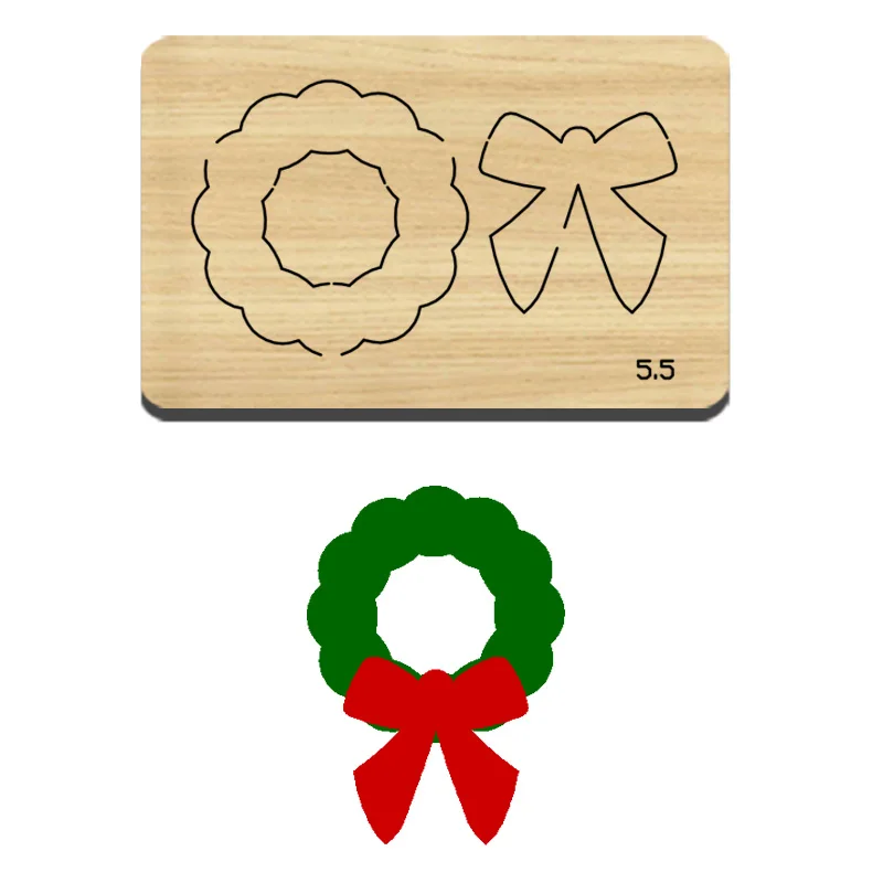 

PR63 Wooden Cutting Die for Christmas Wreath and Bow, Suitable for Most Machines