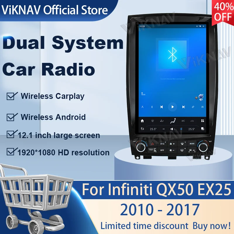 

Android12 head unit For Infiniti QX50 EX25 2010 - 2017 Car Radio multimedia player Touch Screen Stereo GPS Navigation Audio wifi