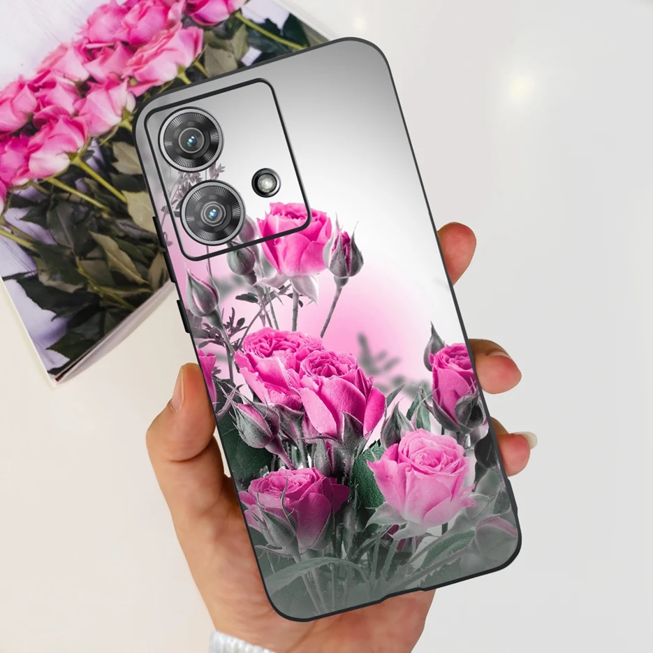 Cute Cat & Butterfly Soft Silicone Phone Case for Motorola Edge 40 Neo - Stylish Protective Back Cover