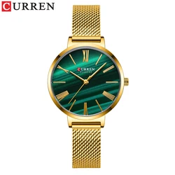 Ultra - Thin Quartz Ladies' Watch with Waterproof Leather Strap (S - gold)