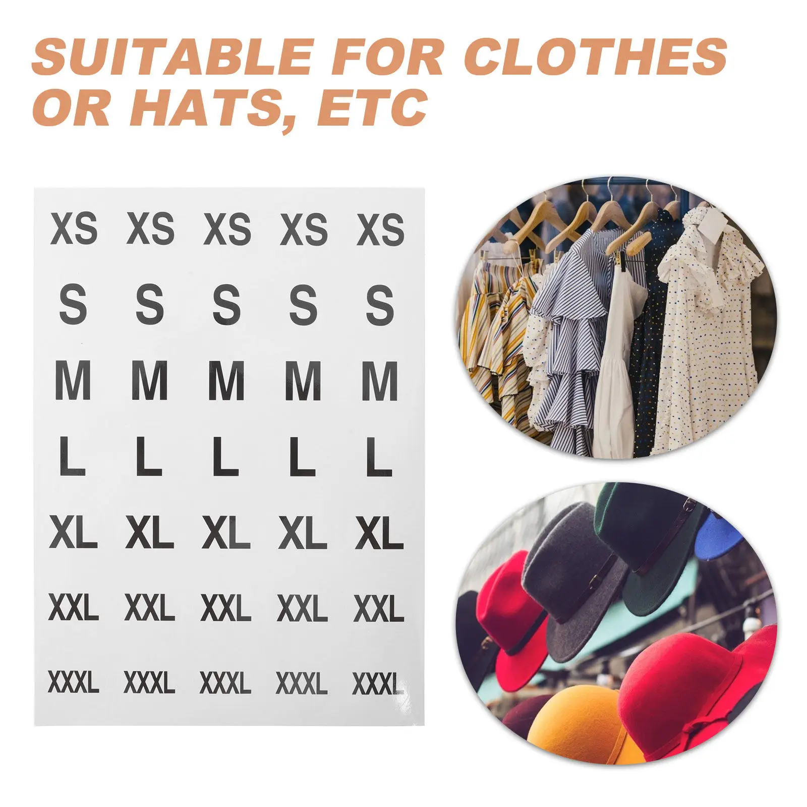 350Pcs 블랙 사이즈 라벨 라운드 자체 접착 의류 스티커 티셔츠 의류 사이즈 라벨 소매용 필앤스틱 라벨