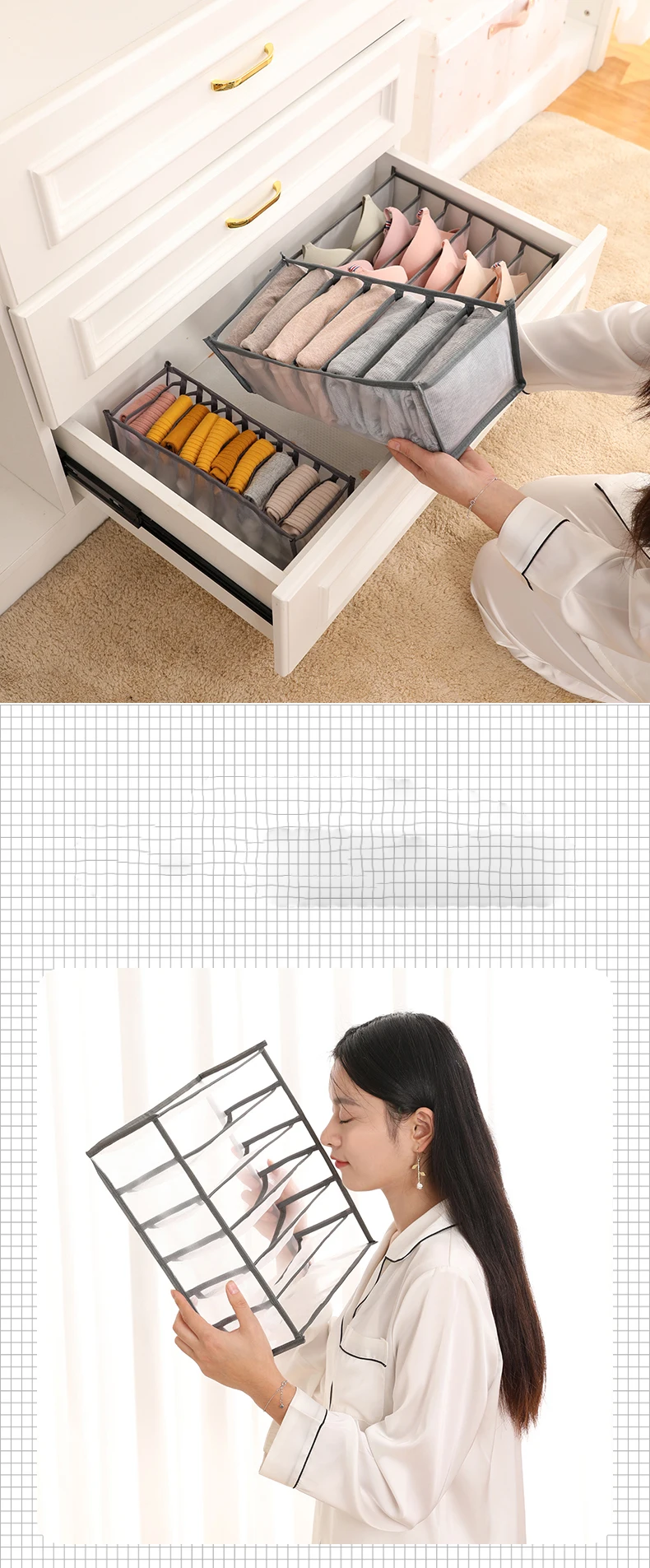 11 Grids Jeans Storage Box Closet Wardrobe Clothes Compartment Boxes Drawer Jeans Socks Separation Organizer Pants Storage