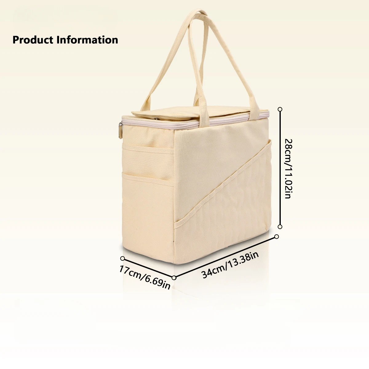 Large Capacity Organizer Canvas Yarn Storage Bag Solid Crochet Bag with Multi-layer Pockets for Hooks Knitting Needles