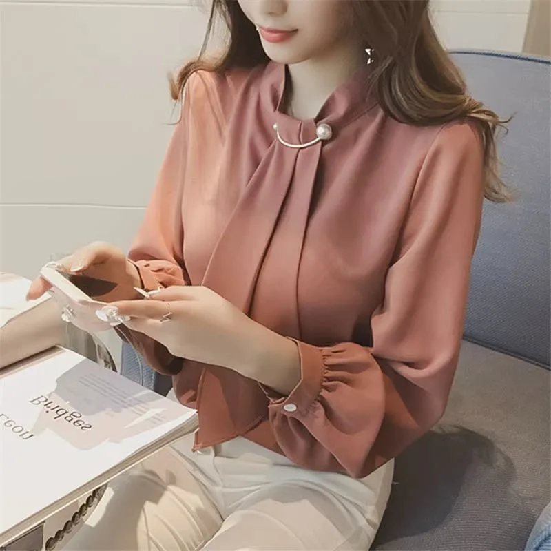 New Spring Fashion Korean Edition Trendy Design Sense Lace Up Loose Versatile Slim and Fashionable Long Sleeved Women's Shirt