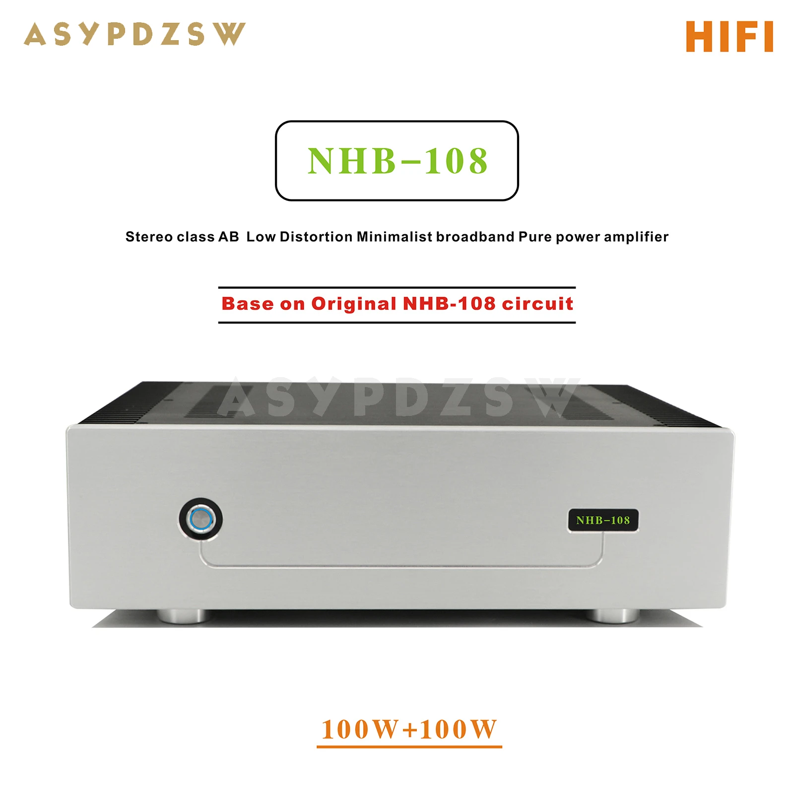 

NHB-108 Stereo class AB Low Distortion Minimalist broadband pure power amplifier Base on Dartzeel 100Wx2