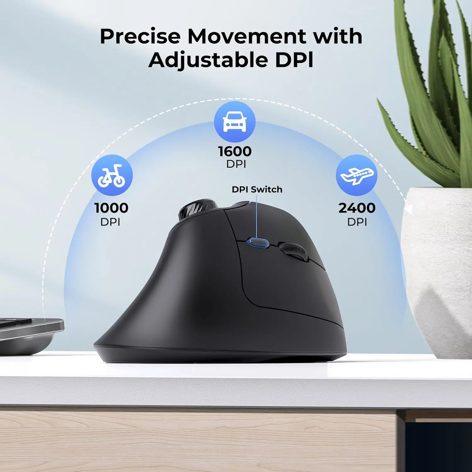 seenda Ergonomic Mouse Rechargeable USB+Dual BT MOU-302 Vertical Wireless Mouse with Volume Knob Quiet Clicks Multi-Device