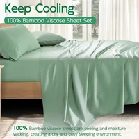 Pure Bamboo Bed Sheet Set 4/6Pcs Luxury 100% Organic Bamboo Bedding Set Smooth Soft Fitted Sheet Flat Top Sheet Pillowcase Silky 4