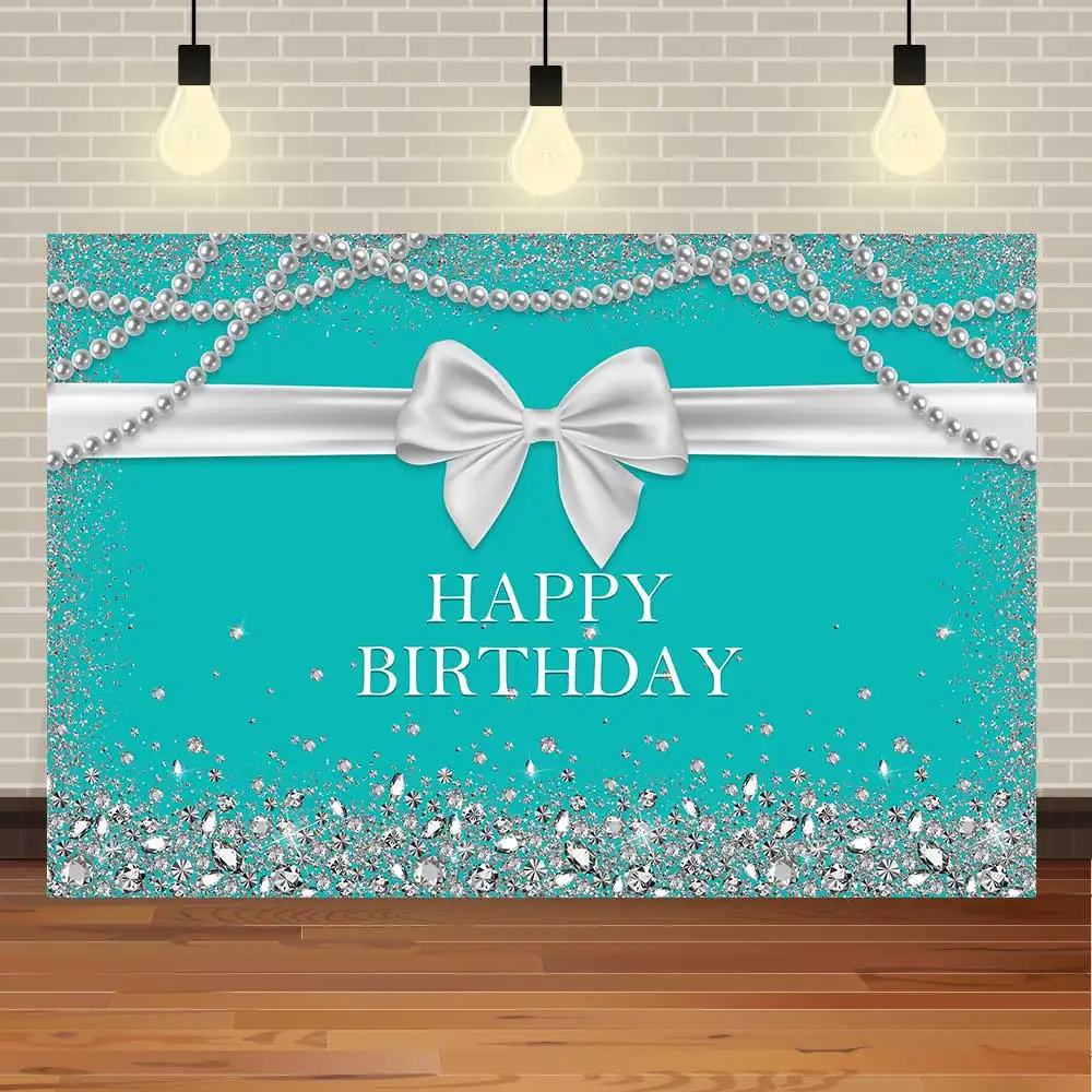 Custom Name Bow Tiffany Blue Birthday Backdrop