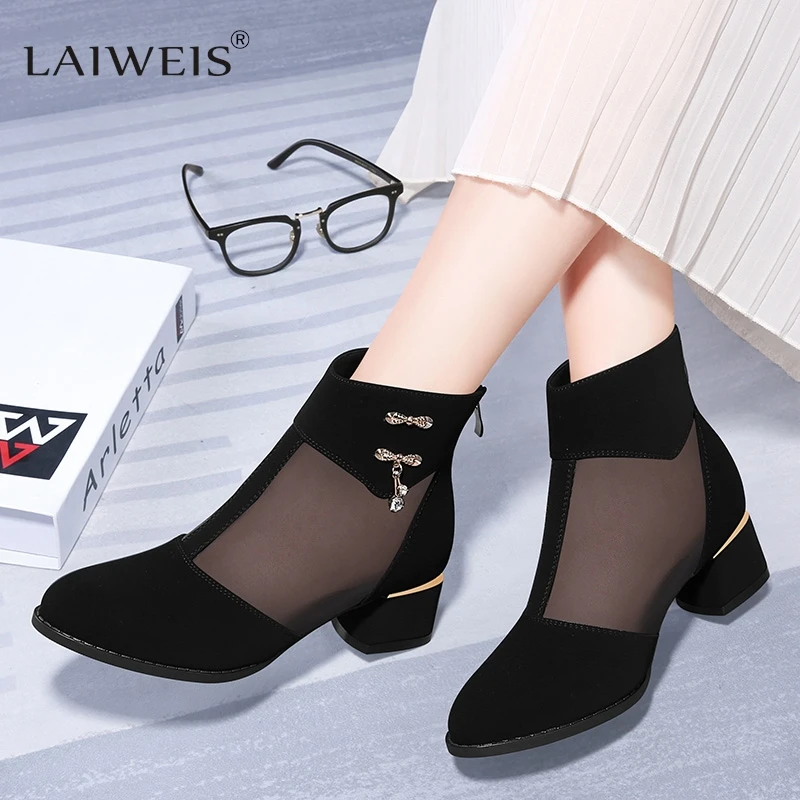 

New Cool Boots Women Ankle Boot Hollow Sandals Fashion High heels Woman Excellent Ladies Shoes Mesh Female Shoe Botines Mujer