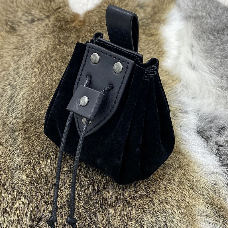 Medieval Vintage Waist Bag Hanging Belt Coin Purse Faux Leather Cosplay Medieval Pocket Money Bag