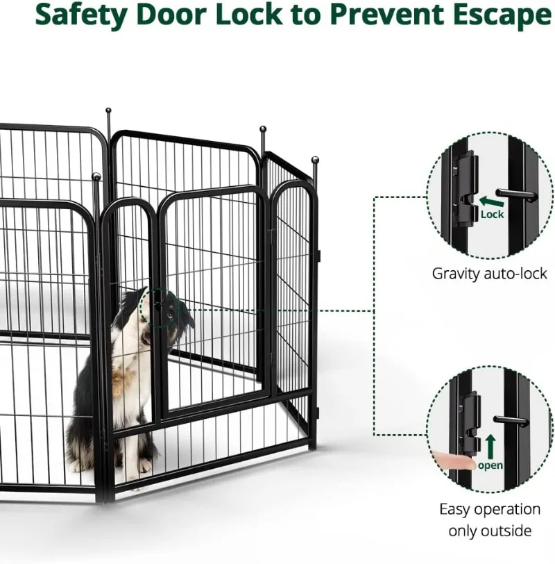 Dog Fence Playpen 24&rdquo;/32&rdquo;/40&rdquo; Indoor Outdoor for Small/Medium/Large Dogs Metal Pet Puppy Cat Exercise Fencing Gate Crate Cage