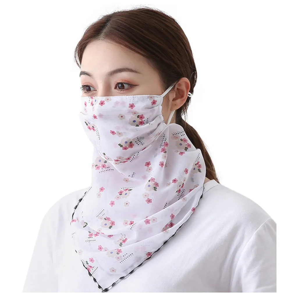 Women Sun Protection Scarf Neck Scarf Summer Balaclava Face Mask Hanging-ear Breathable Sports Face Shield