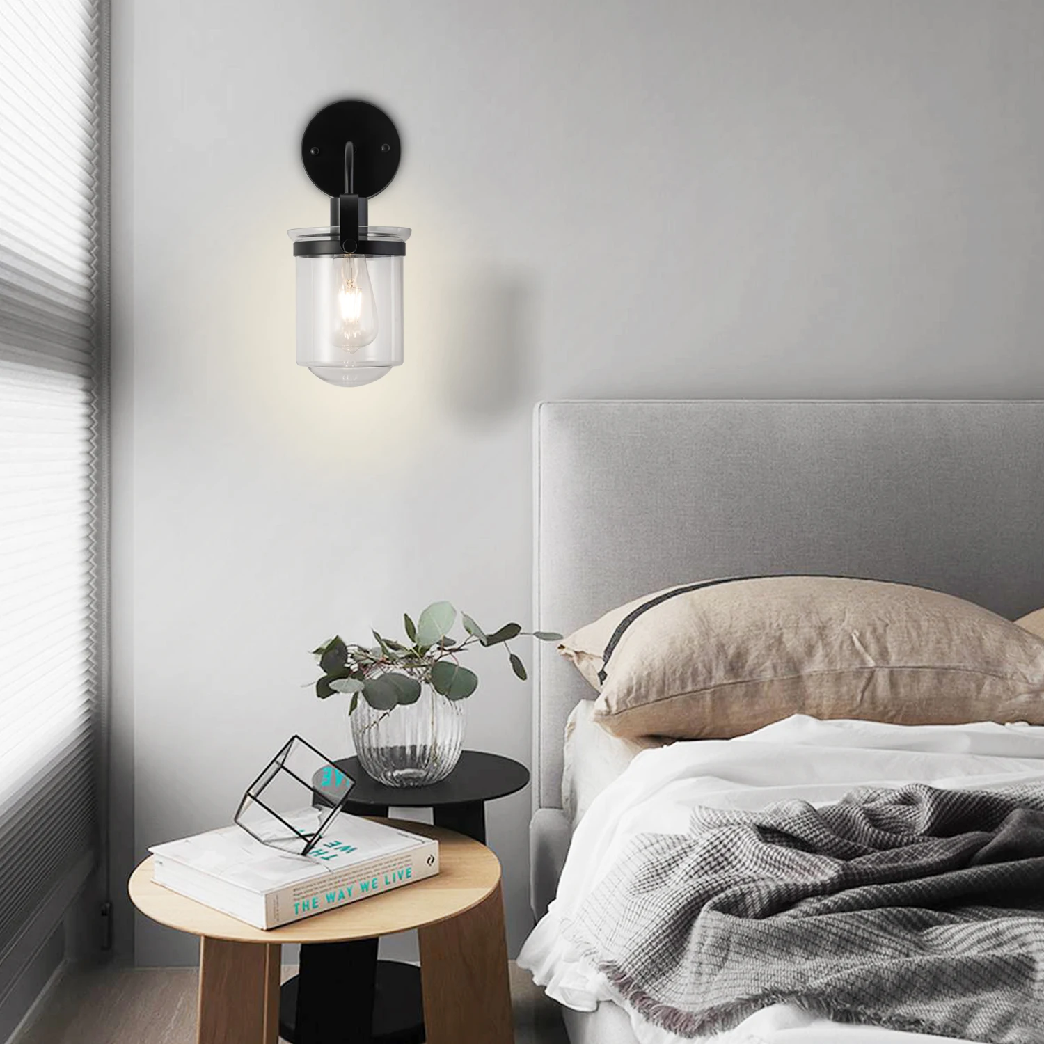 1-Light ll Lamp with Clear Glass Shade，Modern ll Sconce， Industrial Indoor Light Fixture for Bathroom Living Room Bedroom