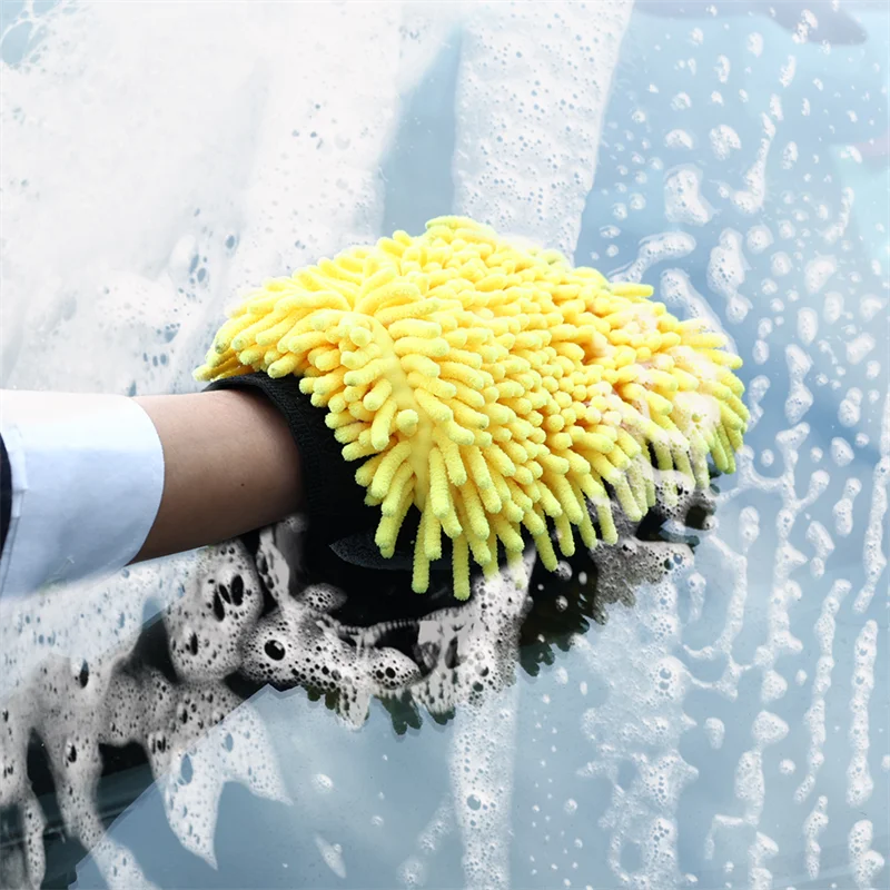 Car Washing Gloves Waterproof Microfiber Chenille Gloves Car Cleaning Mitt Detailing Brush Auto Care Double-faced Glove 1/5pcs
