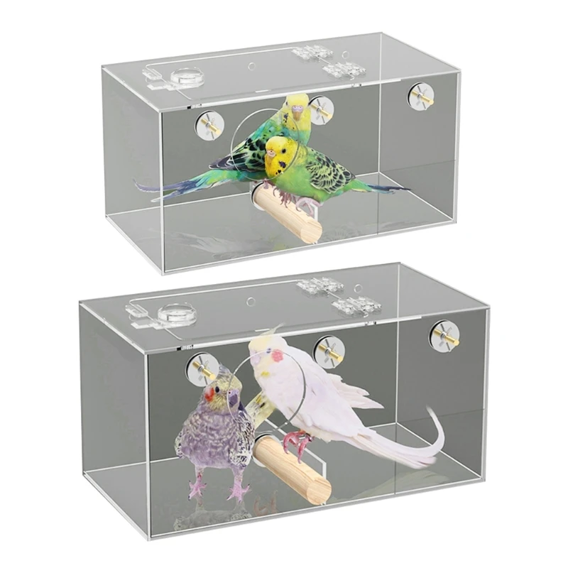 Budgies Feeding Box Dustproof Feeding Box Antispill Parrot Bathing Tub Cage Mounted Screw Breeding Nest for Parakeets 1