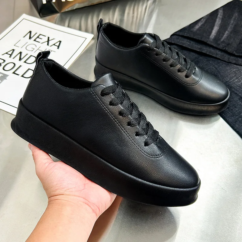 2026 Black Casual Shoes for Men Outdoor Comfortable Men Sneakers Non-slip Walking Shoes Designer Lace-Up Men Sport Shoes 4