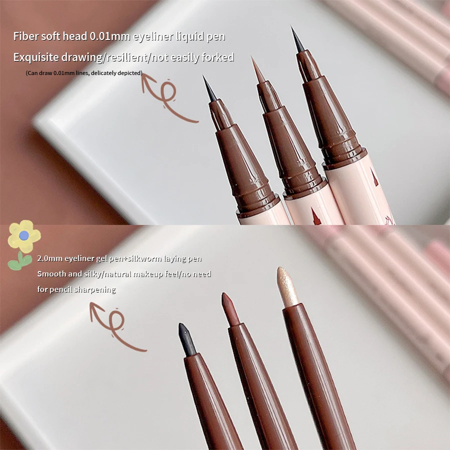 Eyeliner Double Head Pen For Smooth Delicate Eye Makeup Quick Drying Film Forming Waterproof Sweat Proof