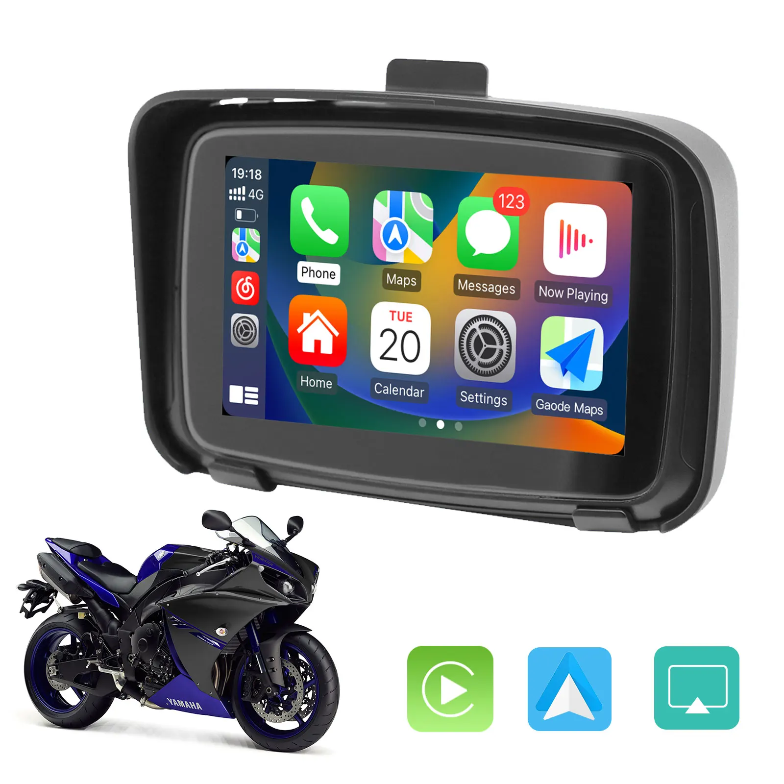 

Autoabc 5-дюймовый мотоциклетный видеоэкран беспроводной Carplay Android Авто портативный навигатор GPS IPX7 водонепроницаемый дисплей
