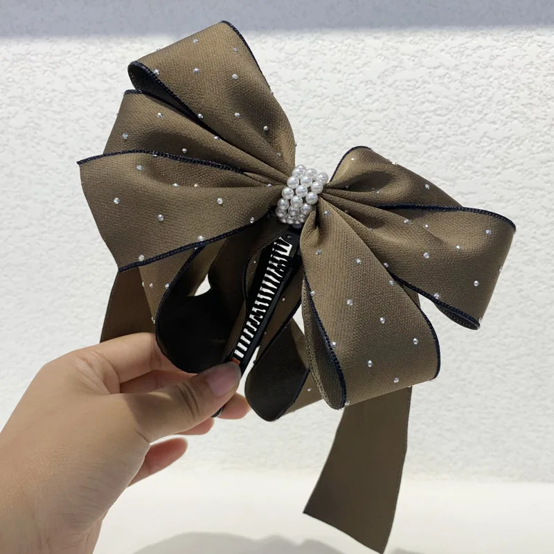 Classic Coffee Pearl Hairpin Korean Fashion Stripes Hair Accessories for College Girl Jewelry Gift Valentine's Day Gift velvet pearl box octagonal pearl jewelry box mother s day valentine s day gift box jewelry packaging necklace display box