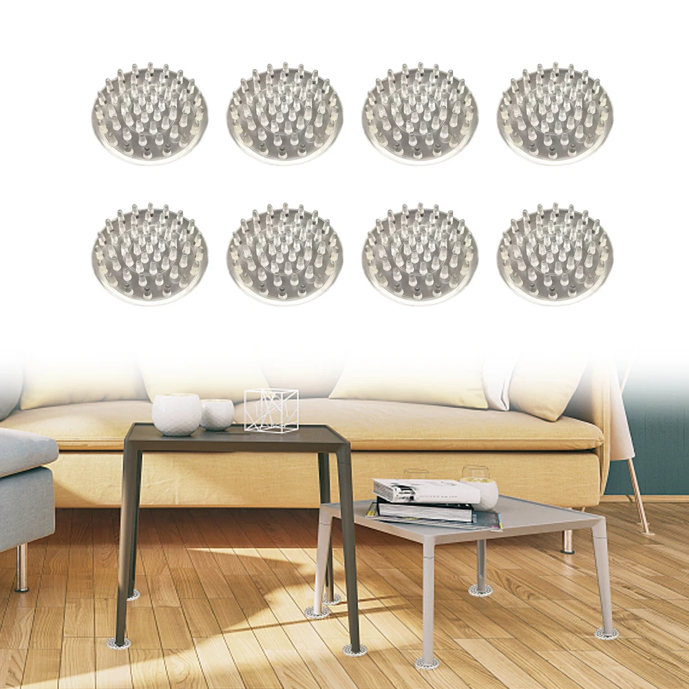 Description Picture 5 of item8pcs Round Furniture Spiked Caster Cup Home Transparent Leg Pad Portable Carpet Protector Living Room Easy Install Anti Slip