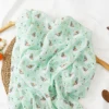HappyFlute 1PCS Nature Printing 120*110CM  Muslin Cotton Fabric Baby Swaddle Light Blanket Baby Infant Wrap 1