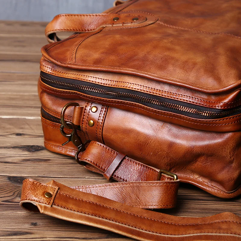 Vintage Leather Briefcase Fit 16″ 17″ Laptop