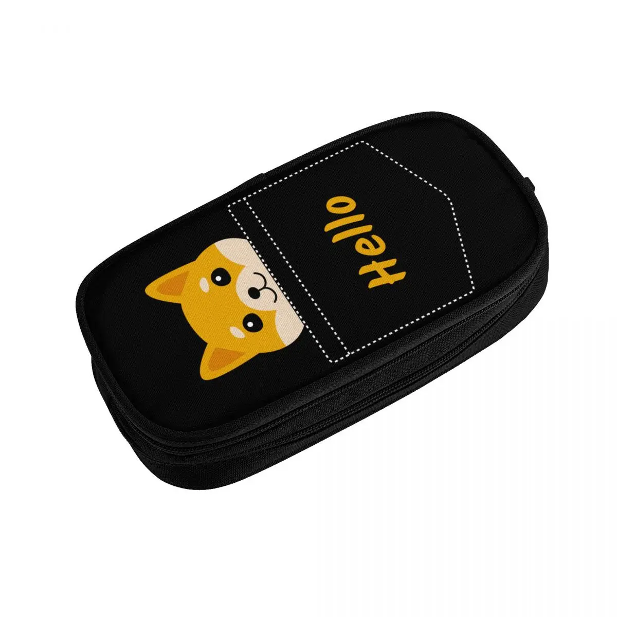 사용자 정의 안녕하세요 귀여운 Shiba Inu 주머니에 귀여운 연필 케이스 소년 소녀 대용량 귀여운 강아지 애완 동물 연필 가방 학교 용품