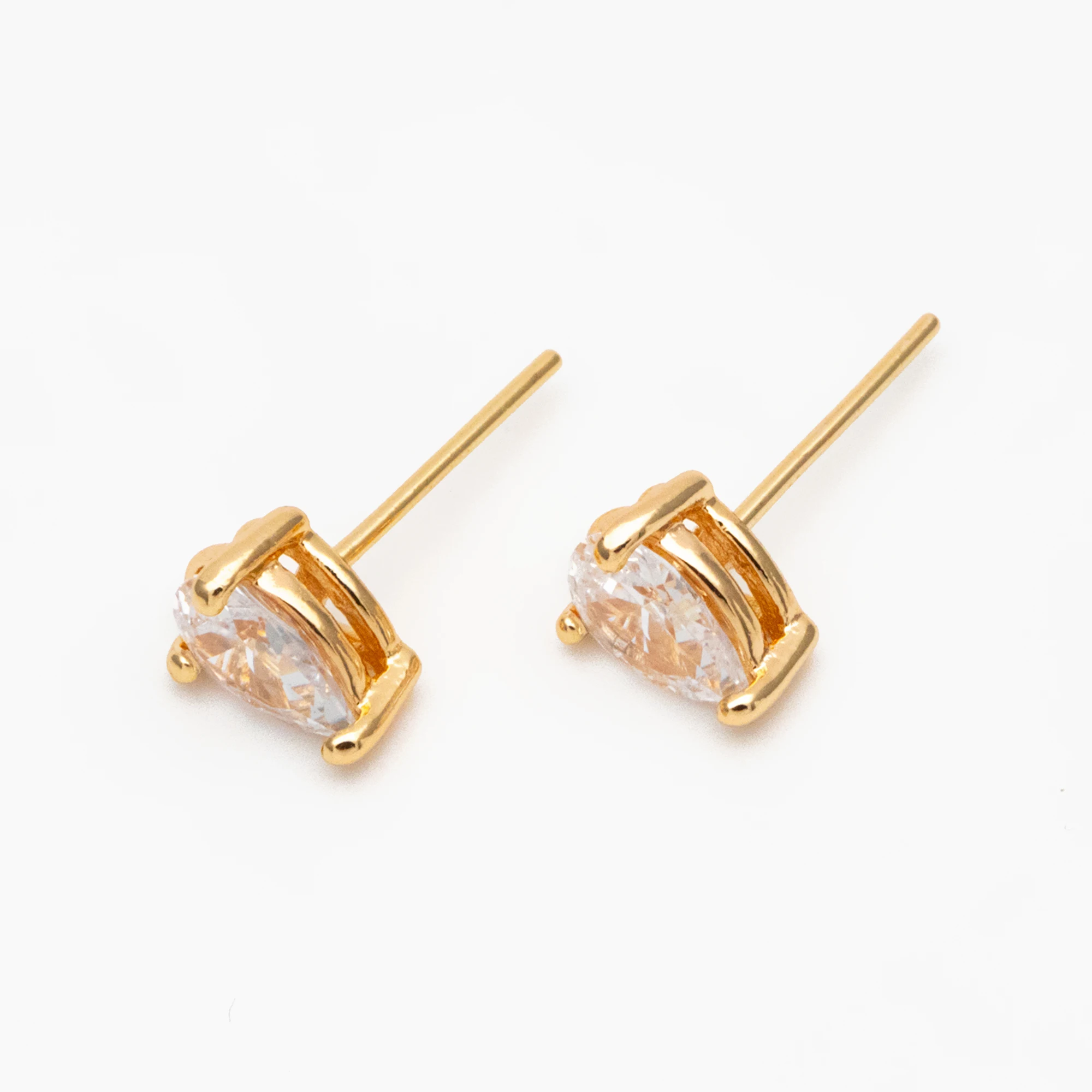 

10pcs CZ Pave Teardrop Ear Posts, 18K Gold Plated Brass, Water Drop Stud Earrings (GB-3924)