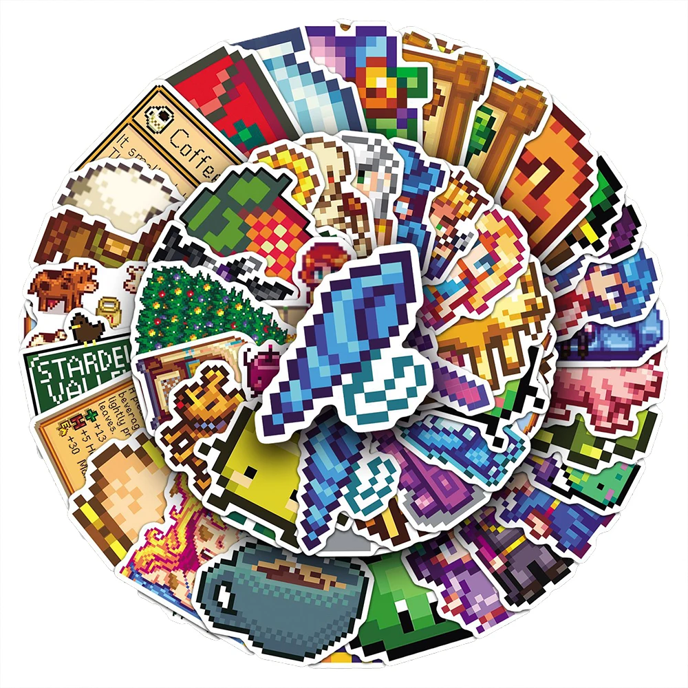 Colorful Cartoon Stickers Pack - Fun Pixel Game Designs for DIY Projects and Decorations