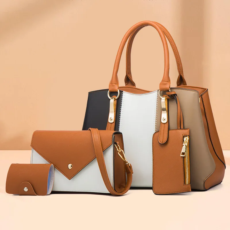 

4pcs/set New Fashion Purses and Handbags Large-capacity Contrast Color Portable Shoulder Messenger Bag Purse Handbag
