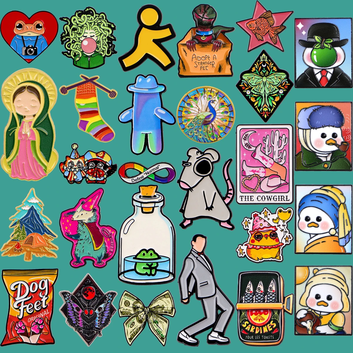 Bubble Man Kawaii Cartoon Enamel Pin Lapel Pins for Clothes Backpacks Virgin Mary Badges Frog Brooch Jewelry Gifts for Friends
