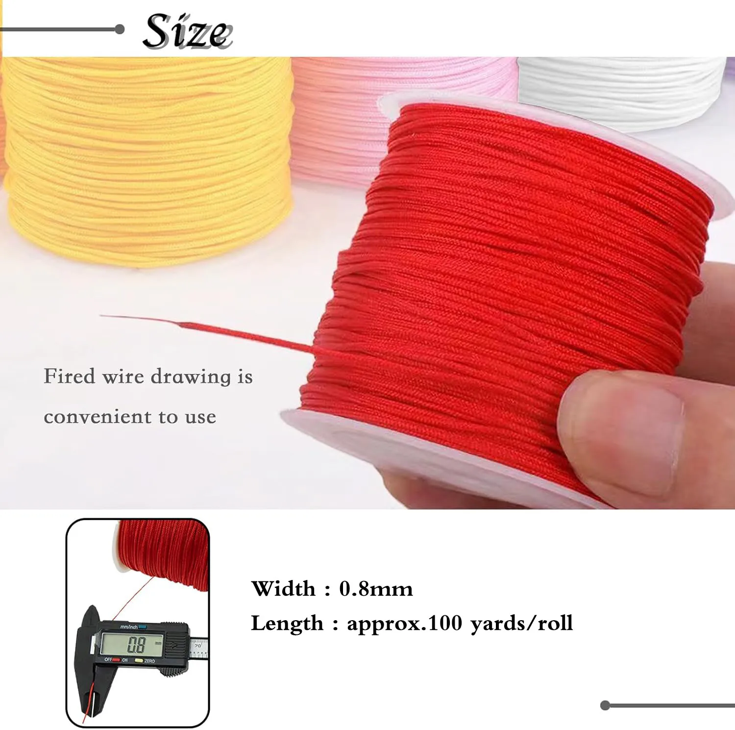 100-Yard 0.8mm Nylon Beading Cord for Jewelry Making and Crafts