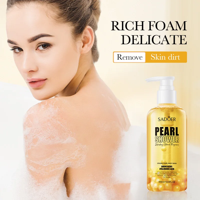 300ml Orange Pearl Cleaning Fragrance Shower Gels Peach Aloe Deep Cleaning Bath Milk Body Cleansers Body Wash